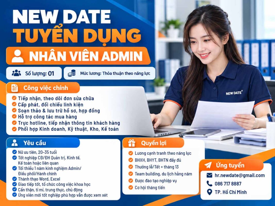 Tuyển Dụng Nhân Viên Admin | NEW DATE